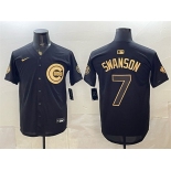 Men's Chicago Cubs #7 Dansby Swanson Black Gold 150th Anniversary Patch Stitched Baseball Jersey Men's Chicago Cubs #7 Dansby Swanson Black Gold 150th Anniversary Patch Stitched Baseball Jersey