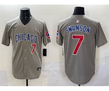 Men's Chicago Cubs #7 Dansby Swanson Gray Limited Stitched Baseball Jersey