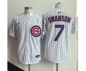 Men's Chicago Cubs #7 Dansby Swanson White Home Limited Stitched Baseball Jersey Men's Chicago Cubs #7 Dansby Swanson White Home Limited Stitched Baseball Jersey