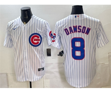Men's Chicago Cubs #8 Andre Dawson White Home Stitched Baseball Jersey