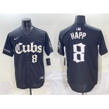 Men's Chicago Cubs #8 Ian Happ Black 'Gothic North Side Edition' Vapor Premier Limited Stitched Baseball Jersey