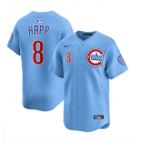 Men's Chicago Cubs #8 Ian Happ Blue 2024-25 2nd Alternate Limited Stitched Baseball Jersey