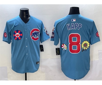Men's Chicago Cubs #8 Ian Happ Blue 2025 Tokyo Series 2nd Alternate Limited Stitched Baseball Jersey