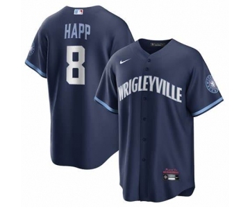Men's Chicago Cubs #8 Ian Happ Nike City Connect Replica Player Navy Jersey