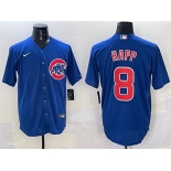 Men's Chicago Cubs #8 Ian Happ Royal Cool Base Stitched Baseball Jersey