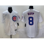 Men's Chicago Cubs #8 Ian Happ White Cool Base Stitched Baseball Jersey