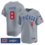 Men's Chicago Cubs #8 lan Happ Gray 'Ryne Sandberg Tribute' Vapor Limited V3 Stitched Baseball Jersey Men's Chicago Cubs #8 lan Happ Gray 'Ryne Sandberg Tribute' Vapor Limited V3 Stitched Baseball Jersey