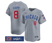 Men's Chicago Cubs #8 lan Happ Gray 'Ryne Sandberg Tribute' Vapor Limited V3 Stitched Baseball Jersey Men's Chicago Cubs #8 lan Happ Gray 'Ryne Sandberg Tribute' Vapor Limited V3 Stitched Baseball Jersey