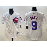 Men's Chicago Cubs #9 Javier Báez White Home Limited Stitched Baseball Jersey