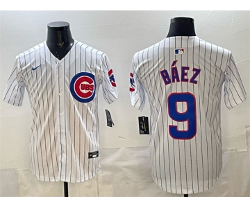 Men's Chicago Cubs #9 Javier Báez White Home Limited Stitched Baseball Jersey