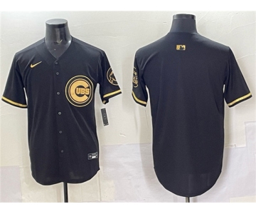 Men's Chicago Cubs Blank Black Gold Limited Stitched Baseball Jersey
