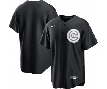 Men's Chicago Cubs Blank Black Lights Out Limited Stitched Baseball Jersey