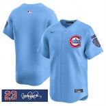 Men's Chicago Cubs Blank Blue 'Ryne Sandberg Tribute' Vapor Limited V3 Stitched Baseball Jersey Men's Chicago Cubs Blank Blue 'Ryne Sandberg Tribute' Vapor Limited V3 Stitched Baseball Jersey