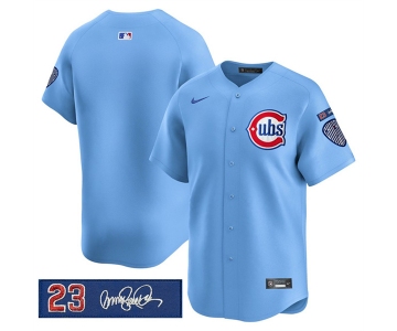 Men's Chicago Cubs Blank Blue 'Ryne Sandberg Tribute' Vapor Limited V3 Stitched Baseball Jersey