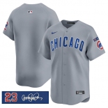 Men's Chicago Cubs Blank Gray 'Ryne Sandberg Tribute' Vapor Limited V3 Stitched Baseball Jersey Men's Chicago Cubs Blank Gray 'Ryne Sandberg Tribute' Vapor Limited V3 Stitched Baseball Jersey
