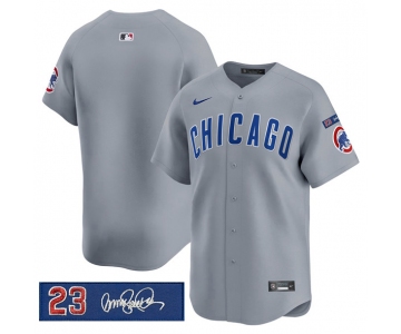 Men's Chicago Cubs Blank Gray 'Ryne Sandberg Tribute' Vapor Limited V3 Stitched Baseball Jersey