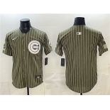 Men's Chicago Cubs Blank Pinstripe Olive 2026 Armed Forces Day Salute To Service Stitched Baseball Jersey Men's Chicago Cubs Blank Pinstripe Olive 2026 Armed Forces Day Salute To Service Stitched Baseball Jersey