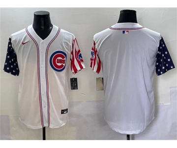 Men's Chicago Cubs Blank White 2025 Independence Day Vapor Premier Limited Stitched Baseball Jersey