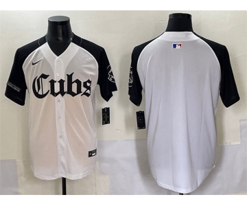 Men's Chicago Cubs Blank White Black 'Gothic North Side Edition' Vapor Premier Limited Stitched Baseball Jersey