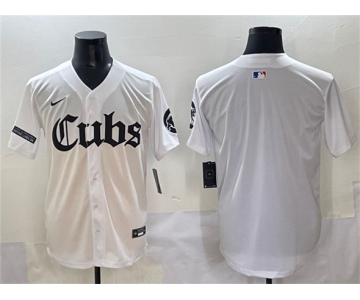 Men's Chicago Cubs Blank White 'Gothic North Side Edition' Vapor Premier Limited Stitched Baseball Jersey