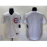 Men's Chicago Cubs Blank White Pinstripe 2nd Alternate Limited Stitched Baseball Jersey