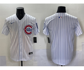 Men's Chicago Cubs Blank White Pinstripe 2nd Alternate Limited Stitched Baseball Jersey