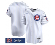 Men's Chicago Cubs Blank White Pinstripe 'Ryne Sandberg Tribute' Vapor Limited V3 Stitched Baseball Jersey Men's Chicago Cubs Blank White Pinstripe 'Ryne Sandberg Tribute' Vapor Limited V3 Stitched Baseball Jersey