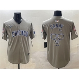 Men's Chicago Cubs Gray Harry Caray Holy Cow Patch Limited Stitched Baseball Jersey
