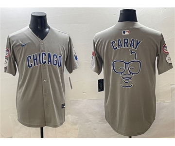 Men's Chicago Cubs Gray Harry Caray Holy Cow Patch Limited Stitched Baseball Jersey