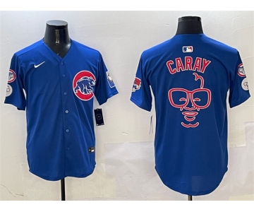 Men's Chicago Cubs Royal Harry Caray 'Holy Cow' Patch Limited Stitched Baseball Jersey