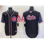 Men's Chicago Cubs Team Big Logo Black 2025 Independence Day Vapor Premier Limited Stitched Baseball Jersey