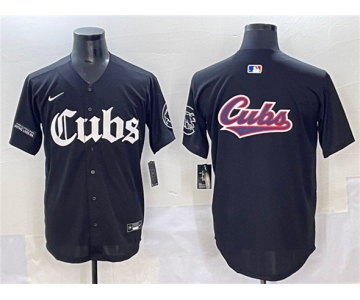 Men's Chicago Cubs Team Big Logo Black 'Gothic North Side Edition' Vapor Premier Limited Stitched Baseball Jersey