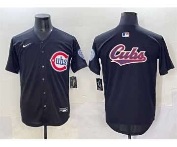 Men's Chicago Cubs Team Big Logo Black Limited Stitched Baseball Jersey