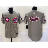 Men's Chicago Cubs Team Big Logo Gray 2025 Tokyo Series Limited Stitched Baseball Jersey