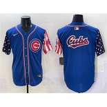 Men's Chicago Cubs Team Big Logo Royal 2025 Independence Day Vapor Premier Limited Stitched Baseball Jersey