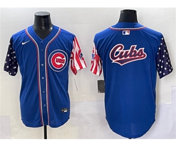 Men's Chicago Cubs Team Big Logo Royal 2025 Independence Day Vapor Premier Limited Stitched Baseball Jersey