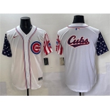 Men's Chicago Cubs Team Big Logo White 2025 Independence Day Vapor Premier Limited Stitched Baseball Jersey