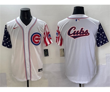 Men's Chicago Cubs Team Big Logo White 2025 Independence Day Vapor Premier Limited Stitched Baseball Jersey