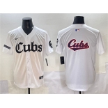 Men's Chicago Cubs Team Big Logo White 'Gothic North Side Edition' Vapor Premier Limited Stitched Baseball Jersey