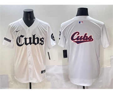 Men's Chicago Cubs Team Big Logo White 'Gothic North Side Edition' Vapor Premier Limited Stitched Baseball Jersey