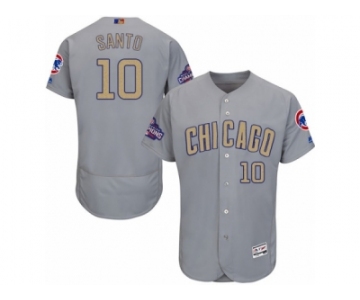 Men's Majestic Chicago Cubs #10 Ron Santo Authentic Gray 2017 Gold Champion Flex Base MLB Jersey