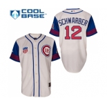 Men's Majestic Chicago Cubs #12 Kyle Schwarber Authentic Cream Blue 1942 Turn Back The Clock MLB Jersey Men's Majestic Chicago Cubs #12 Kyle Schwarber Authentic Cream Blue 1942 Turn Back The Clock MLB Jersey