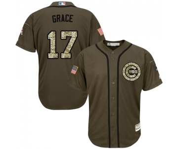 Men's Majestic Chicago Cubs #17 Mark Grace Authentic Green Salute to Service MLB Jersey