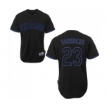 Men's Majestic Chicago Cubs #23 Ryne Sandberg Authentic Black Fashion MLB Jersey