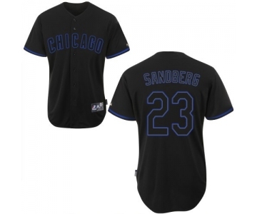 Men's Majestic Chicago Cubs #23 Ryne Sandberg Authentic Black Fashion MLB Jersey
