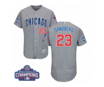 Men's Majestic Chicago Cubs #23 Ryne Sandberg Grey 2016 World Series Champions Flexbase Authentic Collection MLB Jersey