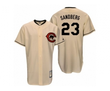 Men's Majestic Chicago Cubs #23 Ryne Sandberg Replica Cream Cooperstown Throwback MLB Jersey