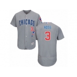 Men's Majestic Chicago Cubs #3 David Ross Grey Road Flexbase Authentic Collection MLB Jersey Men's Majestic Chicago Cubs #3 David Ross Grey Road Flexbase Authentic Collection MLB Jersey
