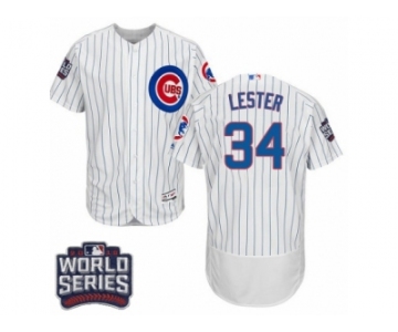 Men's Majestic Chicago Cubs #34 Jon Lester White 2016 World Series Bound Flexbase Authentic Collection MLB Jersey