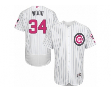 Men's Majestic Chicago Cubs #34 Kerry Wood Authentic White 2016 Mother's Day Fashion Flex Base MLB Jersey